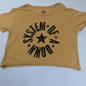 System Of A Down Cropped Tee Shirt Mustard Yellow Medium